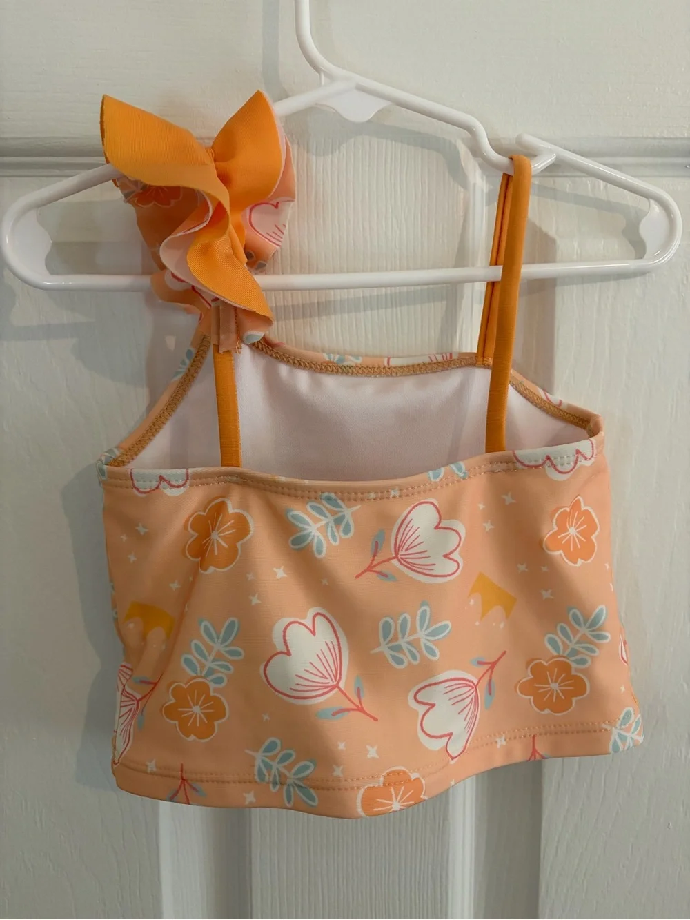 Disney Princess Orange 2 Piece Swimsuit With Ruffle Strap And Flor Detail - 3T